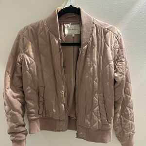 Lucky Brand Quilted Bomber Jacket in Tan